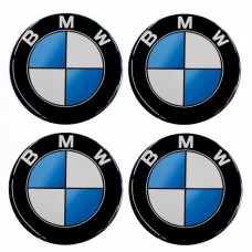 BMW Αυτοκόλλητα Σήματα Ζαντών Μαύρο/Μπλε/Χρώμιο 5,5 cm Με Επικάλυψη Σμάλτου - 4 Τεμ.