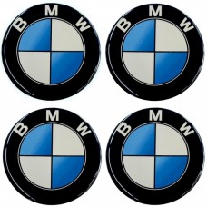 BMW Αυτοκόλλητα Σήματα Ζαντών Μαύρο/Μπλε/Λευκό 7,2 cm Με Επικάλυψη Σμάλτου - 4 Τεμ.
