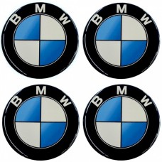 BMW Αυτοκόλλητα Σήματα Ζαντών Μαύρο/Μπλε/Χρώμιο 9 cm Με Επικάλυψη Σμάλτου - 4 Τεμ.