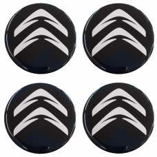Citroen Αυτοκόλλητα Σήματα Ζαντών Μαύρο 6 cm Με Επικάλυψη Σμάλτου - 4 Τεμ.