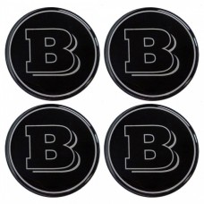 Brabus Αυτοκόλλητα Σήματα Ζαντών Μαύρο 5 cm Με Επικάλυψη Σμάλτου - 4 Τεμ.