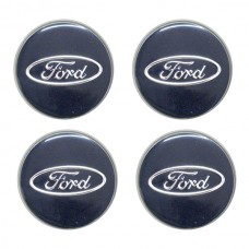 Ford Τάπες Κέντρου Ζάντας Κουμπωτές Μπλε/Χρώμιο (Εσωτ. 52mm / Εξωτ. 55mm) - 4 Τεμ.