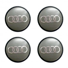 Audi Τάπες Κέντρου Ζάντας Κουμπωτές Γκρι/Χρώμιο (Εσωτ. 56mm / Εξωτ. 66mm) - 4 Τεμ.
