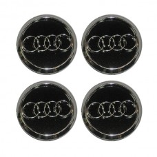 Audi Τάπες Κέντρου Ζάντας Κουμπωτές Μαύρο/Χρώμιο (Εσωτ. 56mm / Εξωτ. 59mm) - 4 Τεμ.