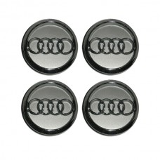 Audi Τάπες Κέντρου Ζάντας Κουμπωτές Γκρι/Χρώμιο (Εσωτ. 56mm / Εξωτ. 59mm) - 4 Τεμ.
