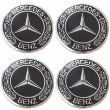 Mercedes Τάπες Κέντρου Ζάντας Κουμπωτές Χρώμιο/Μαύρο (Εσωτ. 71mm / Εξωτ. 75mm) - 4 Τεμ.