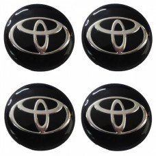Toyota Τάπες Κέντρου Ζάντας Κουμπωτές Μαύρο/Χρώμιο (Εσωτ. 56mm / Εξωτ. 59mm) - 4 Τεμ.