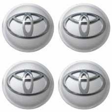 Toyota Τάπες Κέντρου Ζάντας Κουμπωτές Γκρι/Χρώμιο (Εσωτ. 56mm / Εξωτ. 59mm) - 4 Τεμ.