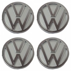 VW Τάπες Κέντρου Ζάντας Κουμπωτές Γκρι/Χρώμιο (Εσωτ. 56mm / Εξωτ. 60mm) - 4 Τεμ.