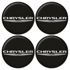 Chrysler Αυτοκόλλητα Σήματα Ζαντών Μαύρο 6 cm Με Επικάλυψη Σμάλτου - 4 Τεμ.