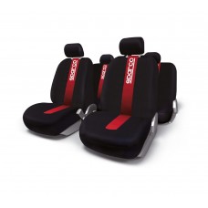 Καλύμματα Καθισμάτων Πολυεστερικό Μαύρο-Κόκκινο Σετ 4τμχ.