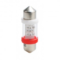 Λαμπάκια LED Πλαφονιέρας C5W/C10W 12V 0,49W SV8,5 31mm LED 4XFLUX 3mm Κόκκινο (1 τεμ.)