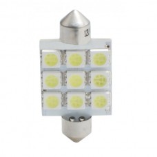 Λαμπάκια LED Πλαφονιέρας C5W/C10W 12V 1,44W SV8,5 41mm Premium LED 9XSMD5050 Λευκό (1 τεμ.)