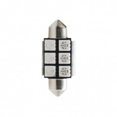 Λαμπάκια LED Πλαφονιέρας C5W/C10W 12V 1,44W SV8,5 36mm Can-Bus+Radiator LED 6XSMD5050 Premium Μπλέ (1 τεμ.)