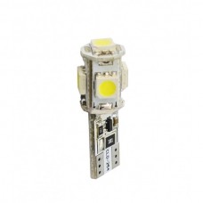 T10 W5W 12V W2,1X9,5D LED 5XSMD5050 Λευκό (Καρφωτό Can-Bus) (1 τεμ.)