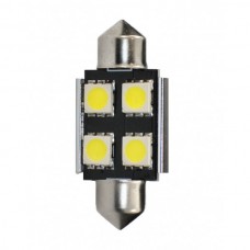 Λαμπάκια LED Πλαφονιέρας C5W/C10W 12V 0,96W SV8,5 36mm Can-Bus+Radiator LED 4XSMD5050 Premium Λευκό (1 τεμ.)