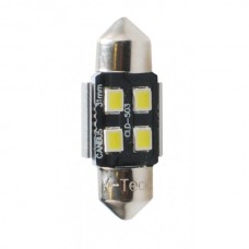 Λαμπάκια LED Πλαφονιέρας C5W/C10W 12V 0,6W SV8,5 31mm Can-Bus+Radiator LED 4XSMD2835 Premium Λευκό (1 τεμ.)