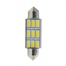 Λαμπάκια LED Πλαφονιέρας C5W/C10W 12V 0,96W SV8,5 42mm Can-Bus+Radiator LED 9XSMD5630 Premium Λευκό (1 τεμ.)