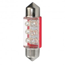 Λαμπάκια LED Πλαφονιέρας C5W/C10W 12V 0,37W SV8,5 36mm LED 6XFLUX 3mm Κόκκινο (2 τεμ.)