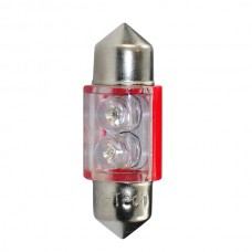 Λαμπάκια LED Πλαφονιέρας C5W/C10W 12V 0,26W SV8,5 31mm LED 2XFLUX 3mm Κόκκινο (2 τεμ.)