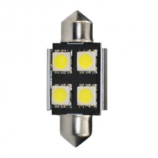 Λαμπάκια LED Πλαφονιέρας C5W/C10W 12V 0,96W SV8,5 36mm Can-Bus+Radiator LED 4XSMD5050 Λευκό (2 τεμ.)