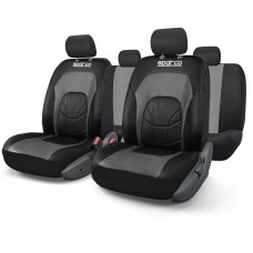 Καλύμματα Καθισμάτων Δερματίνη-Υφασμα Γκρι-Μαύρο Σετ 4τμχ.